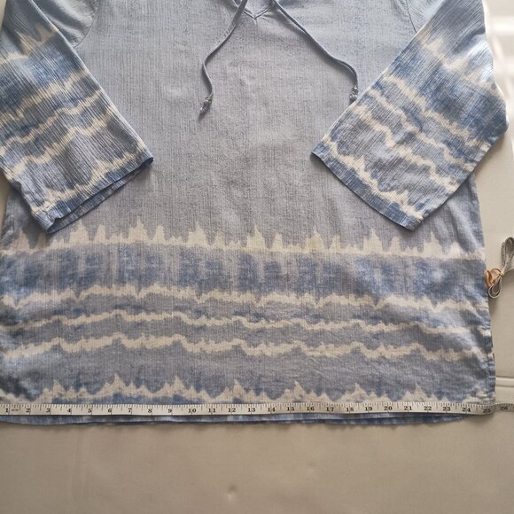 Cathy Daniels Plus Size V-Neck ¾ sleeve Tunic Top Lt Blue White Women’s Size XXL - Picture 3 of 12